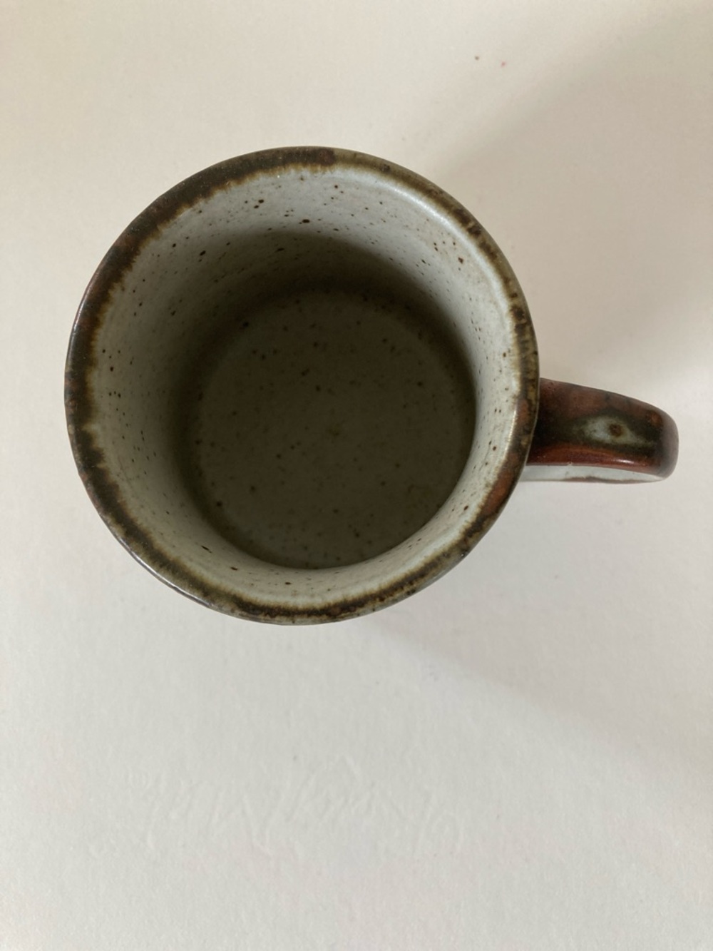 Artist Made Speckled Ceramic Mug with Blue Band - Picture 3 of 4